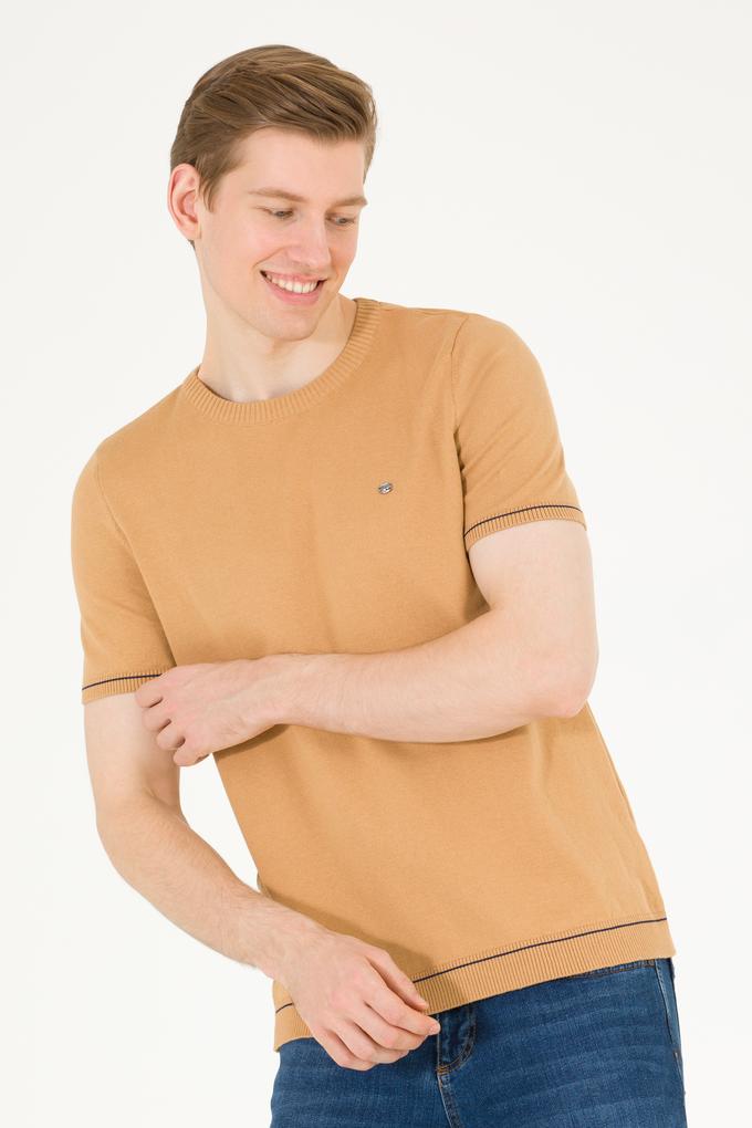 Erkek Camel Bisiklet Yaka Triko Kazak