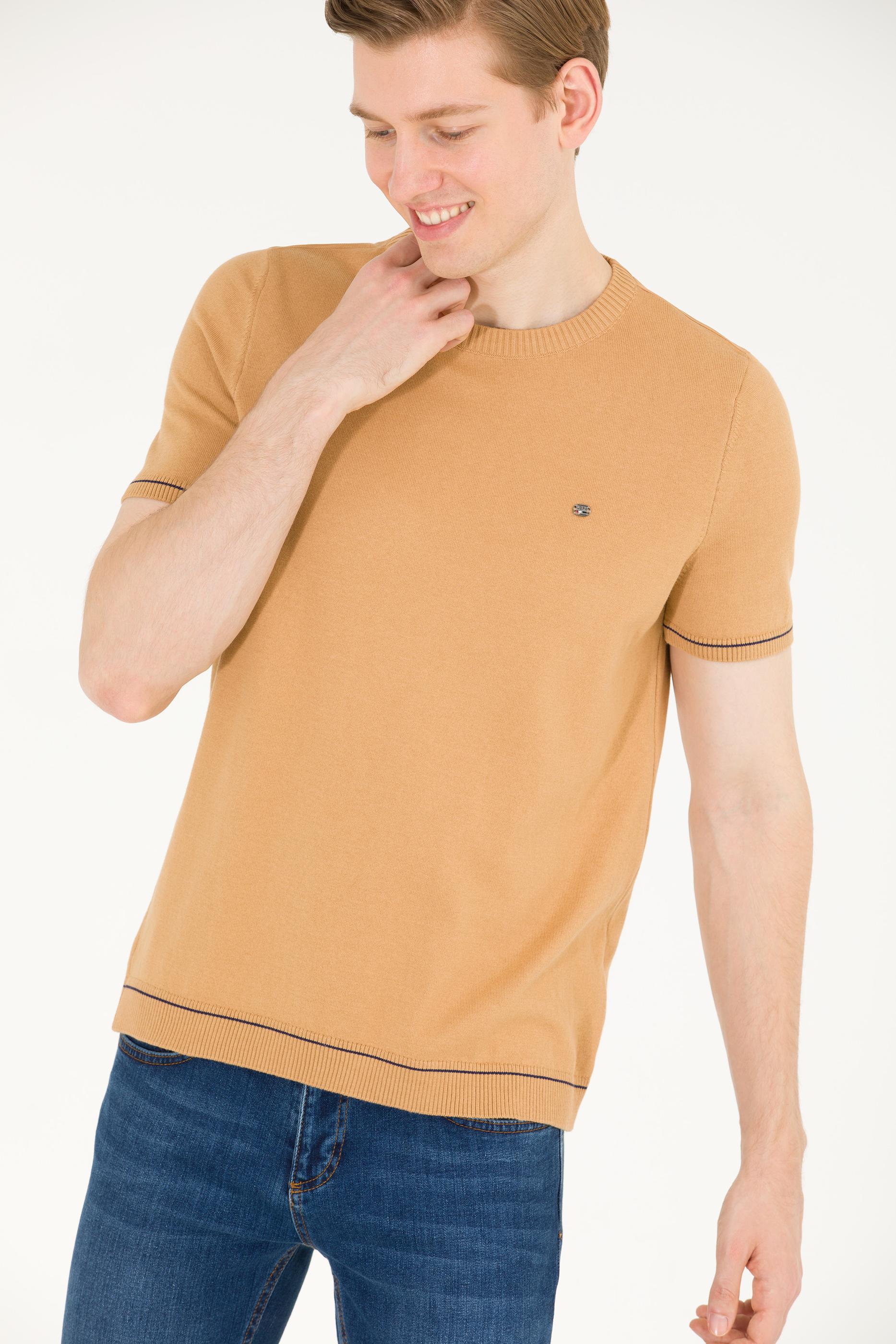 Erkek Camel Bisiklet Yaka Triko Kazak