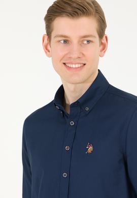 Erkek Lacivert Uzun Kollu Basic Gömlek - 50263099025