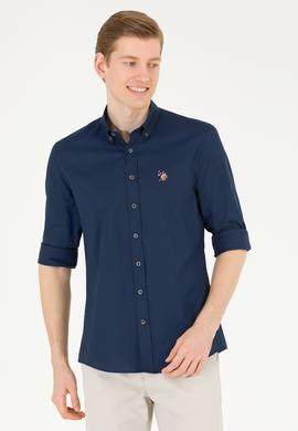 Erkek Lacivert Uzun Kollu Basic Gömlek - 50263099025