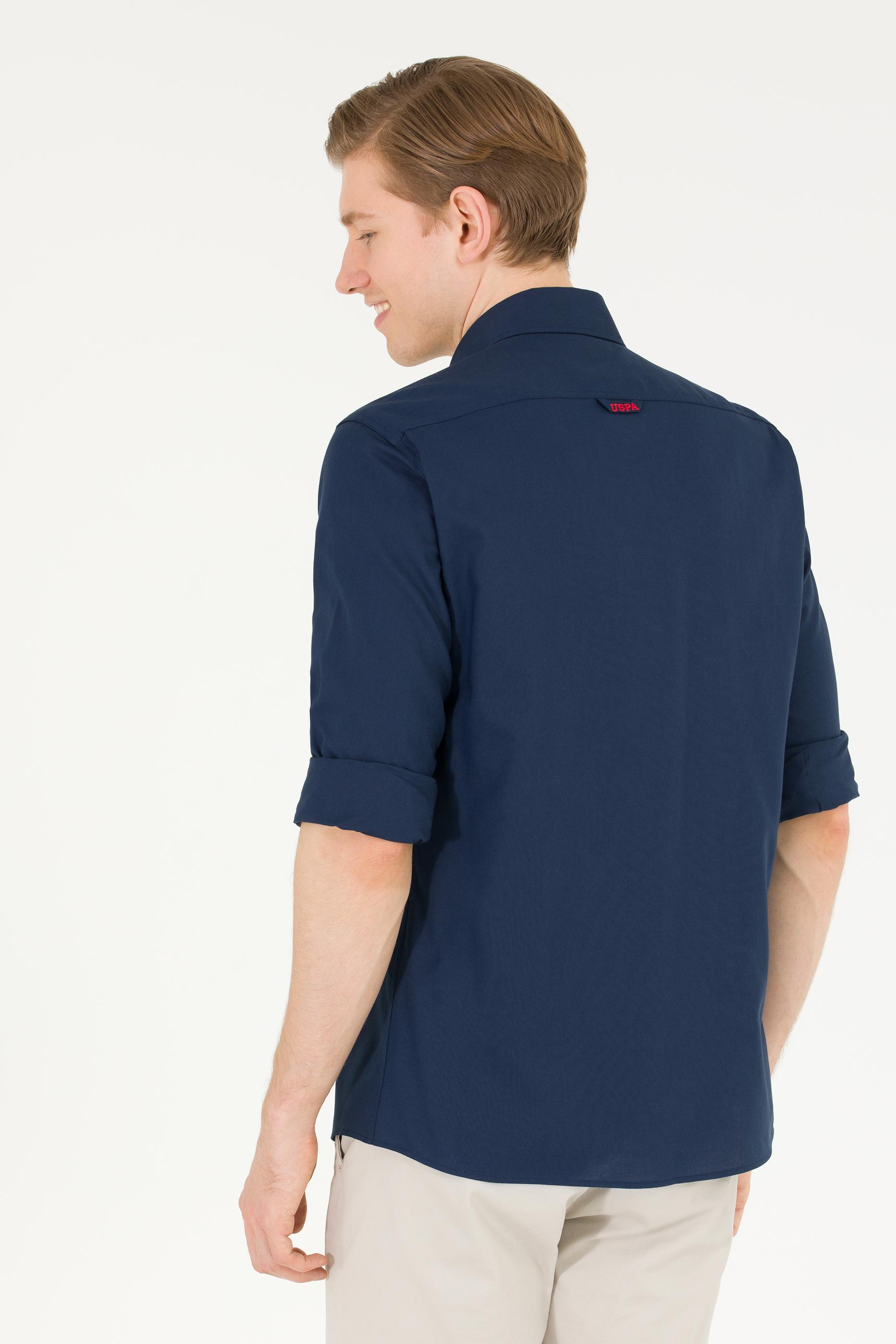 Erkek Lacivert Uzun Kollu Basic Gömlek