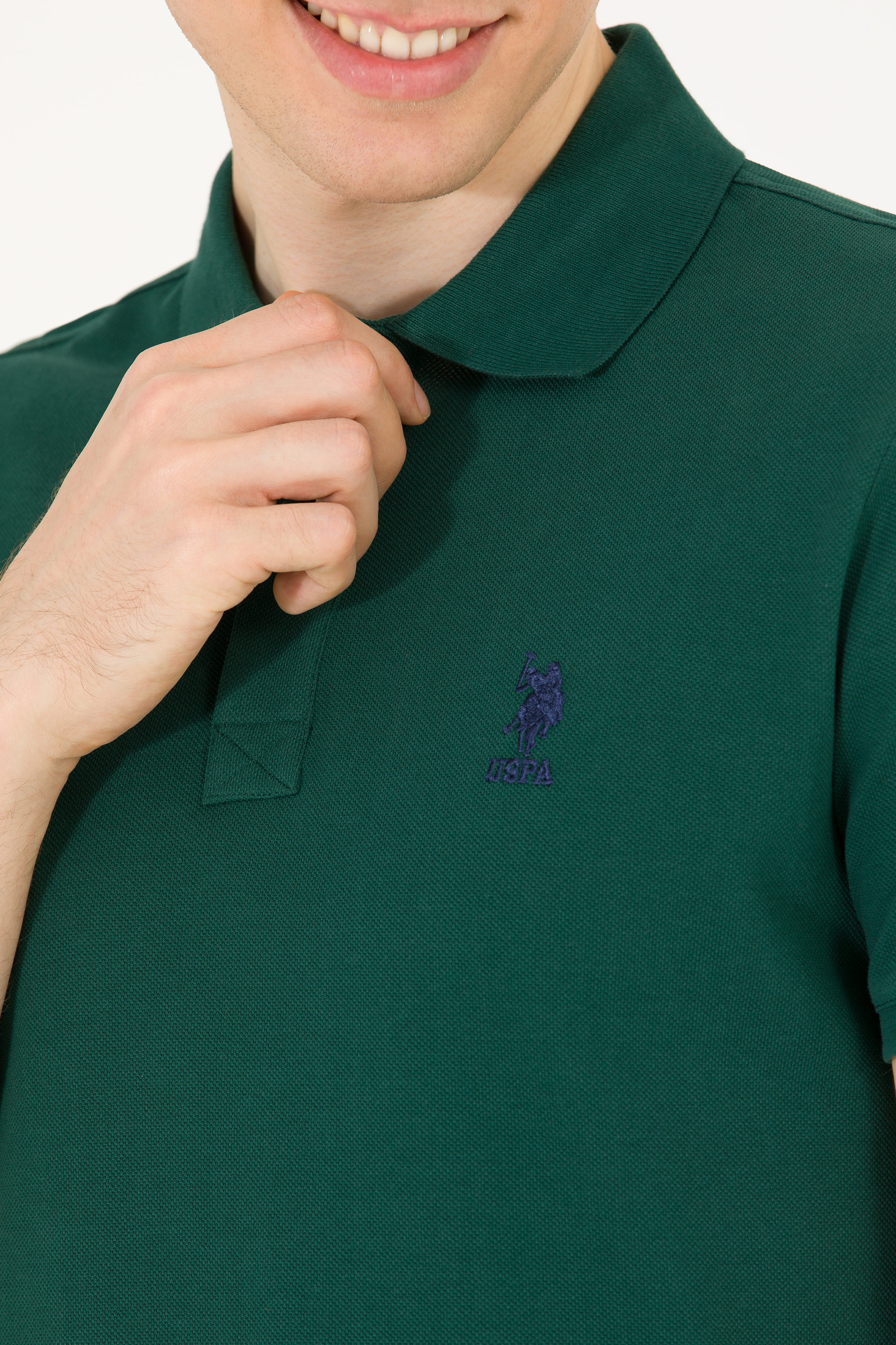 Erkek Koyu Yeşil Basic Polo Yaka Tişört - Image 7