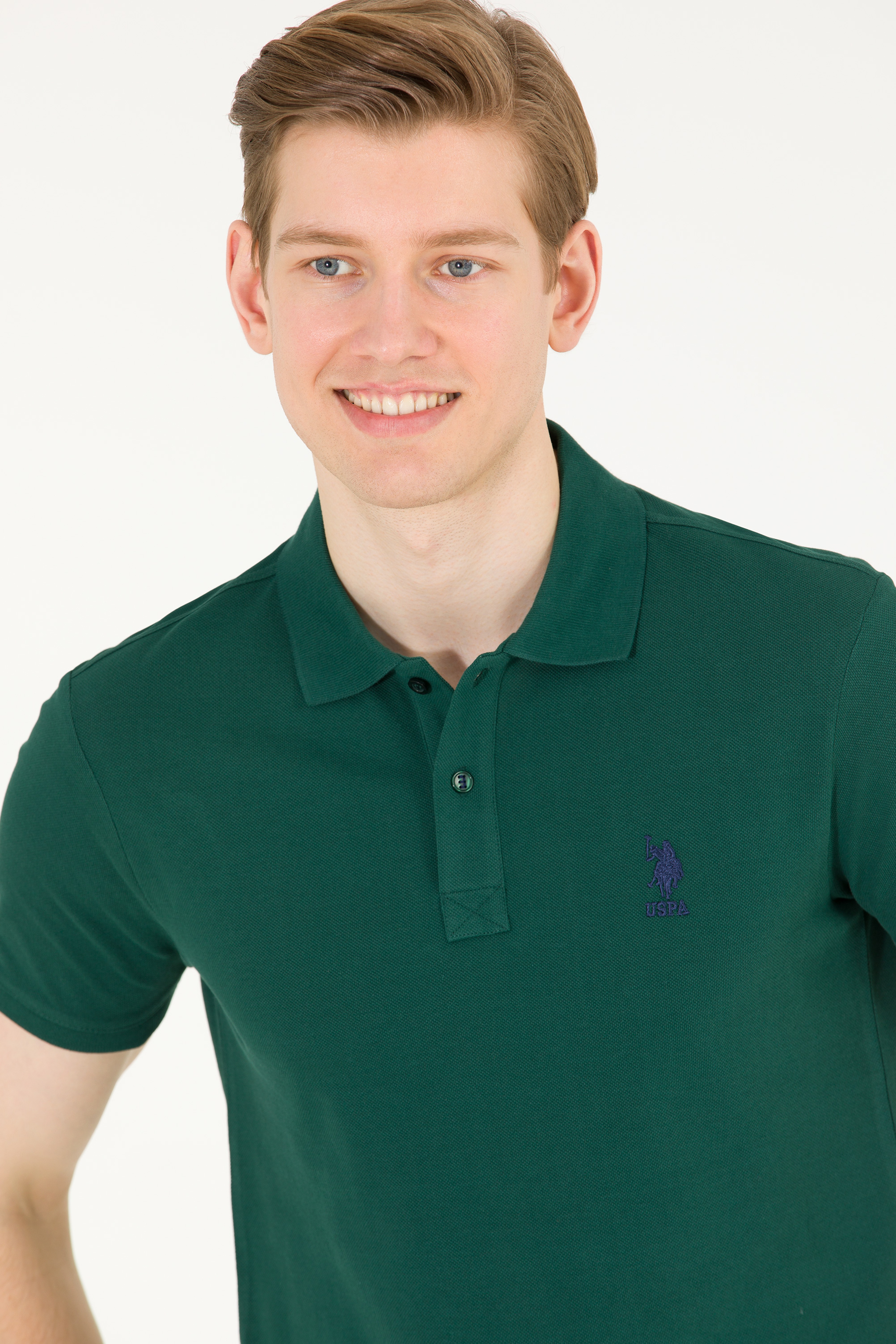 Erkek Koyu Yeşil Basic Polo Yaka Tişört - Image 4