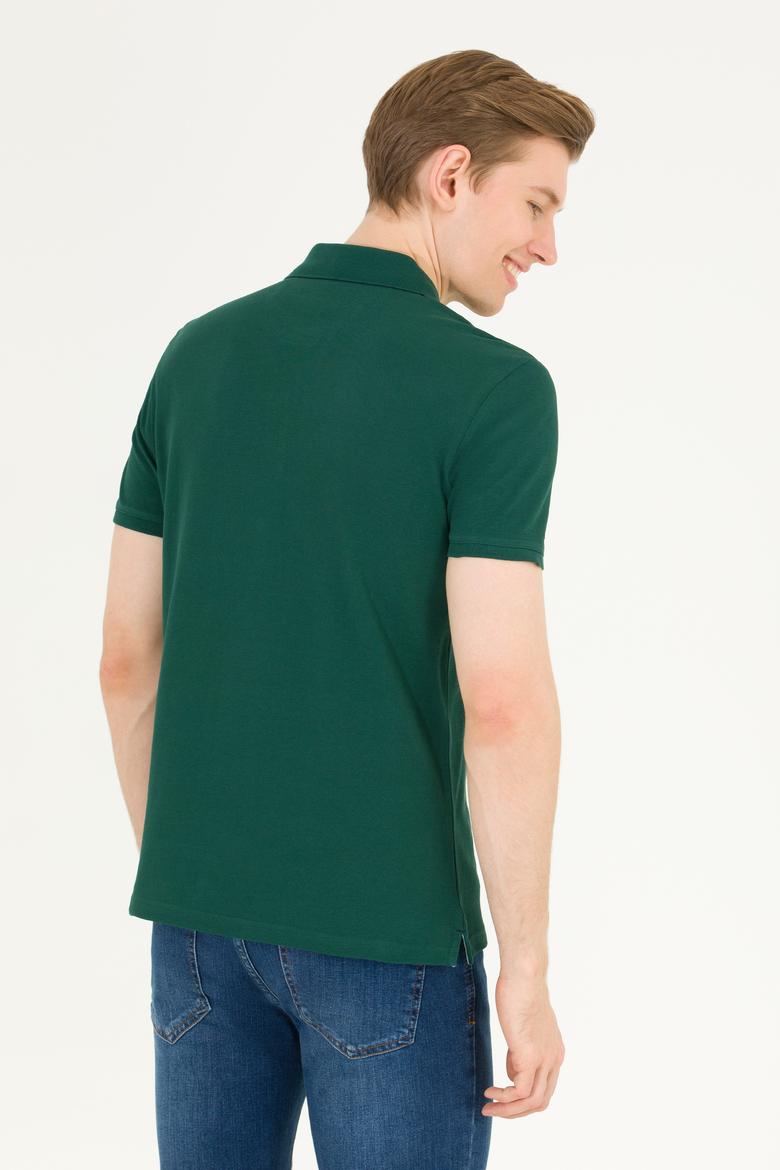 Erkek Koyu Yeşil Basic Polo Yaka Tişört - 50263238198