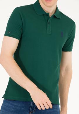 Erkek Koyu Yeşil Basic Polo Yaka Tişört - 50263238198