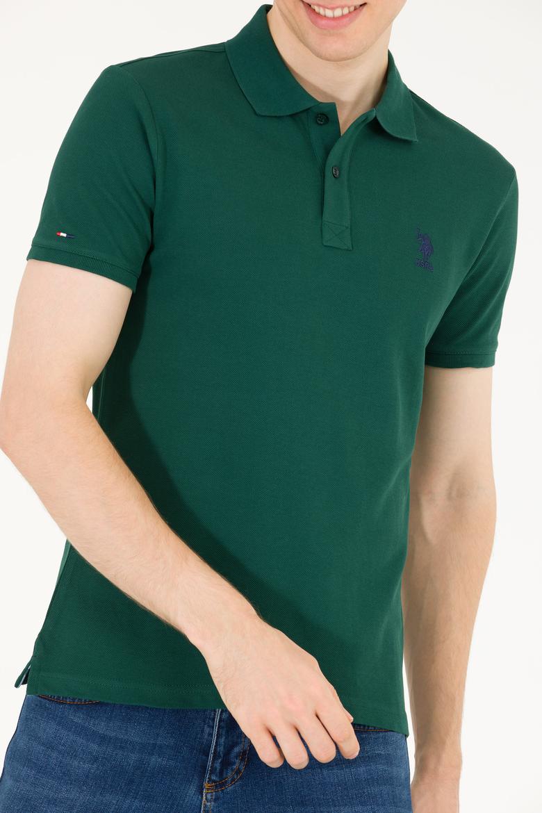 Erkek Koyu Yeşil Basic Polo Yaka Tişört - 50263238198