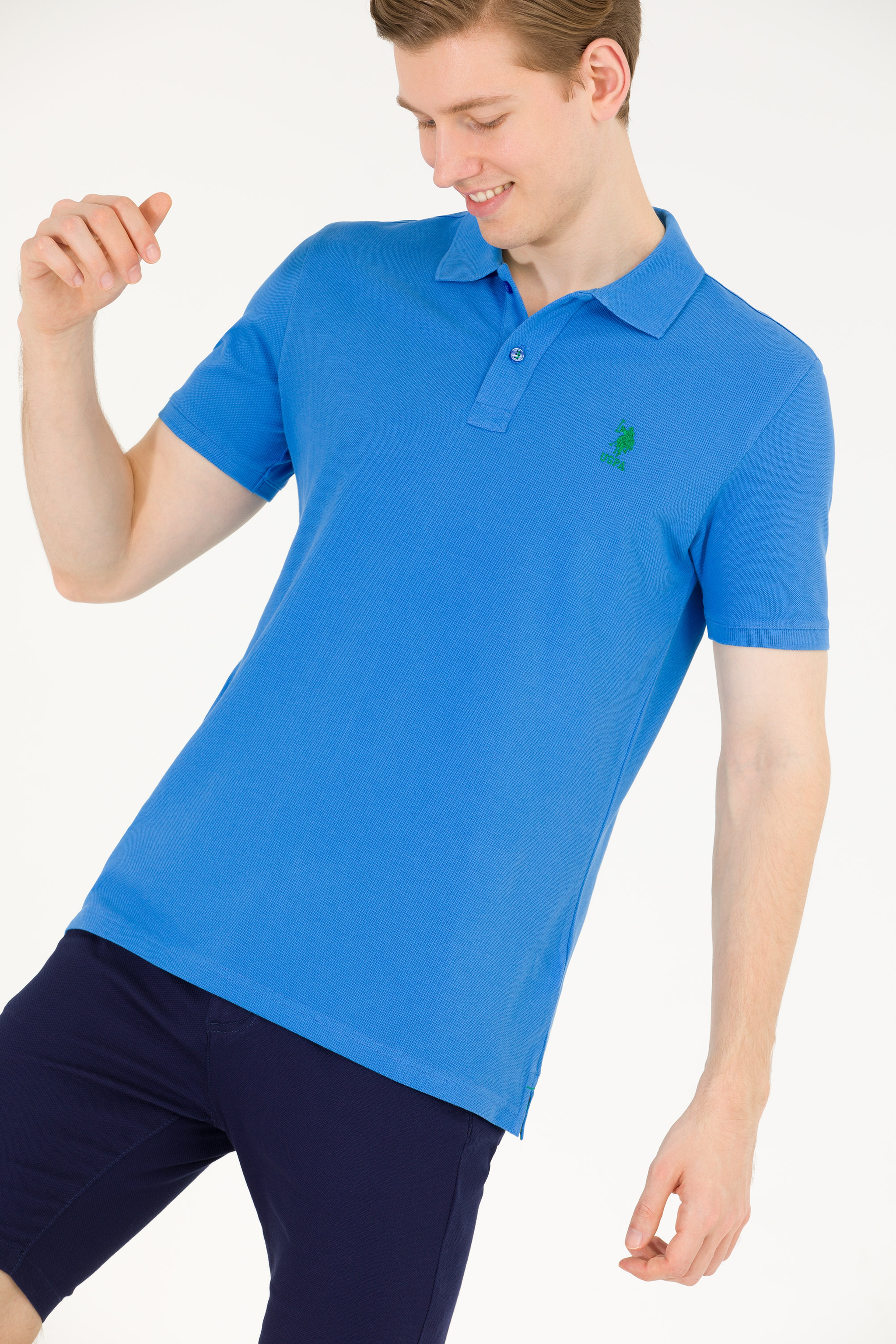 Erkek Saks Basic Polo Yaka Tişört