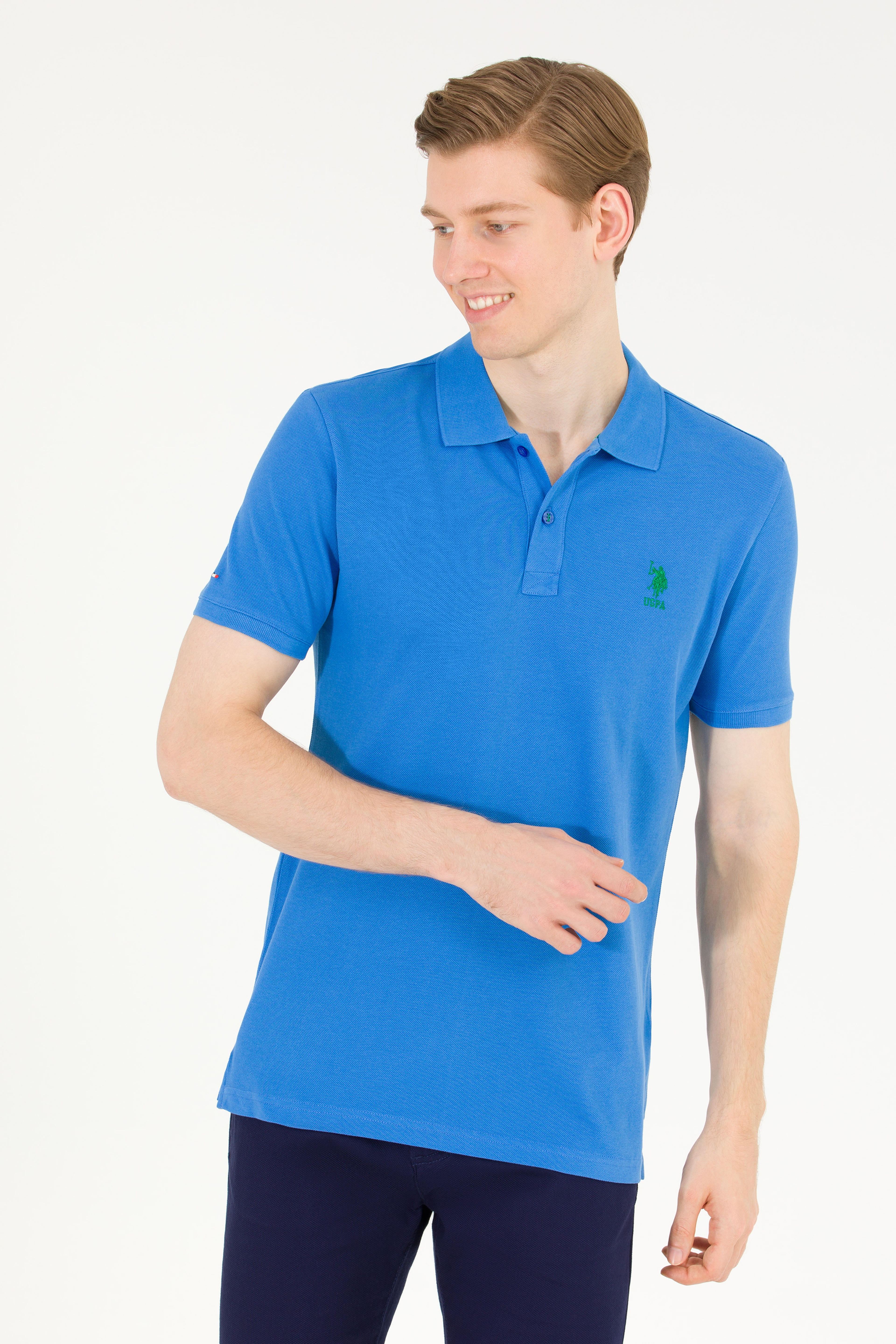Erkek Saks Basic Polo Yaka Tişört - Image 1