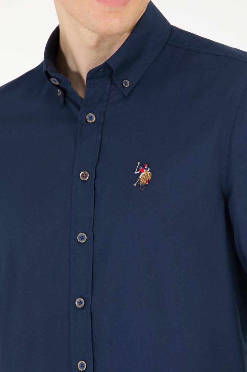 Erkek Lacivert Uzun Kollu Basic Gömlek