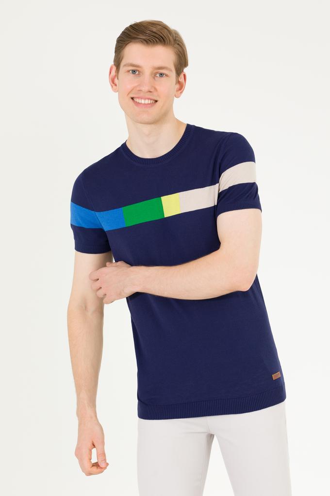 Erkek Lacivert Bisiklet Yaka Triko Kazak