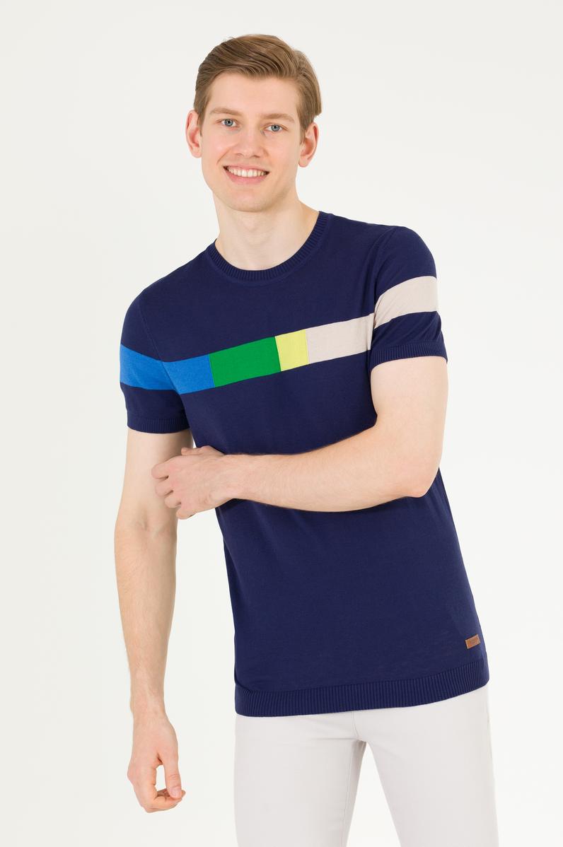 Erkek Lacivert Bisiklet Yaka Triko Kazak