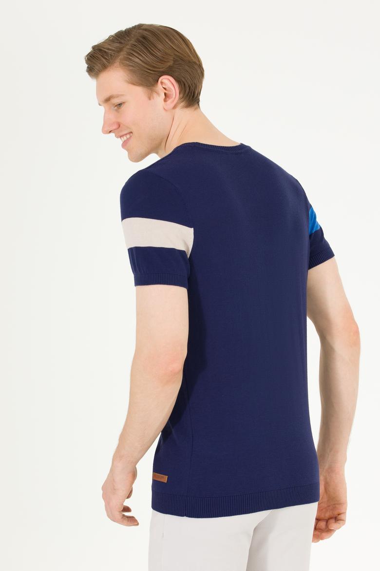 Erkek Lacivert Bisiklet Yaka Triko Kazak - 50262475008