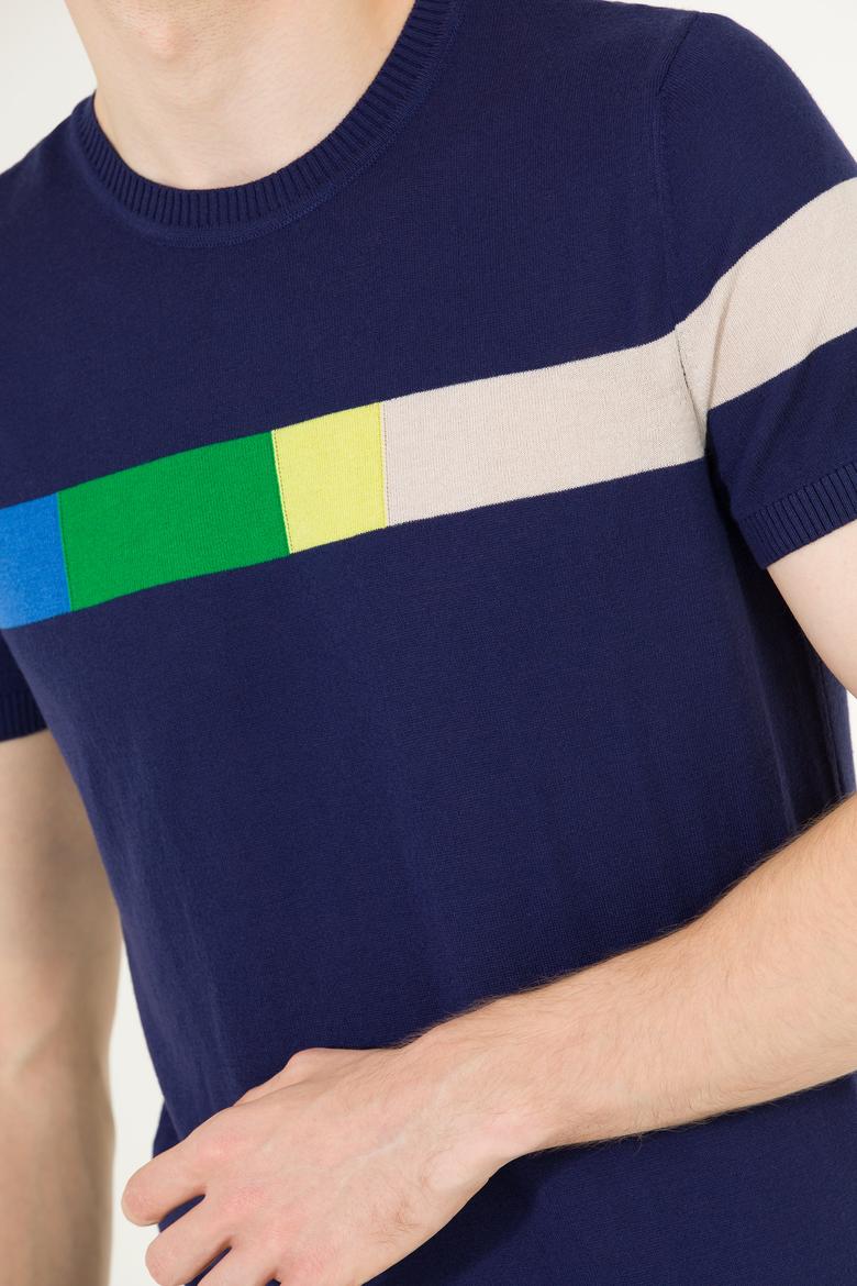 Erkek Lacivert Bisiklet Yaka Triko Kazak - 50262475008