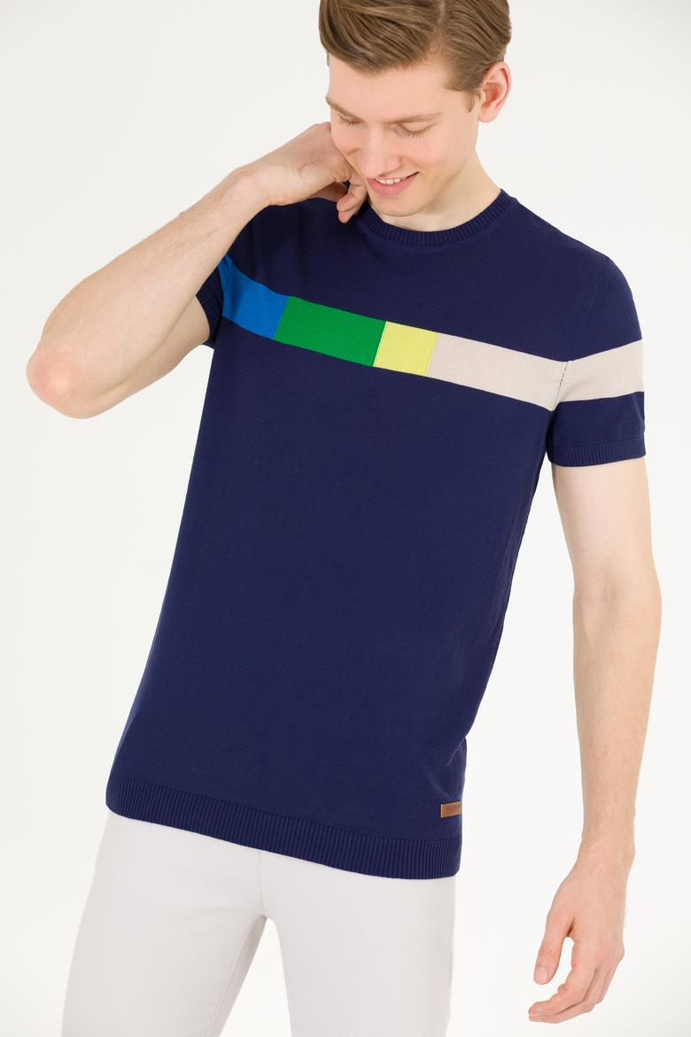 Erkek Lacivert Bisiklet Yaka Triko Kazak - 50262475008