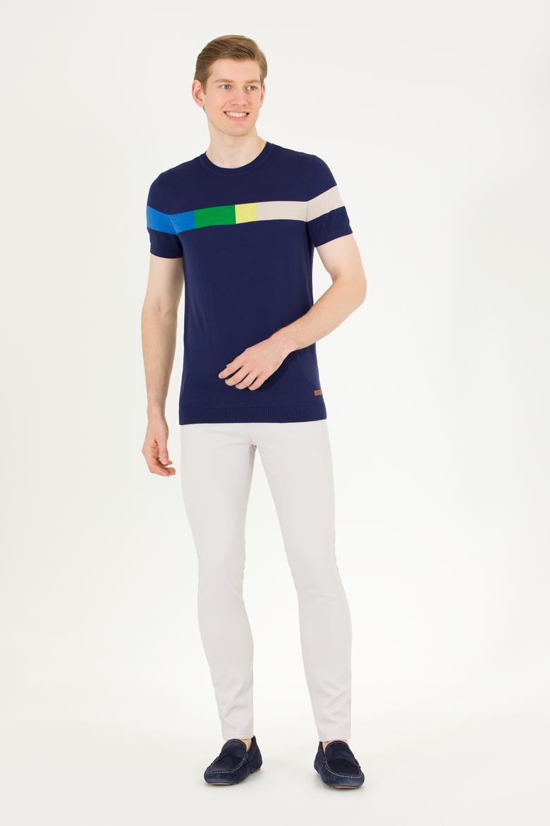 Erkek Lacivert Bisiklet Yaka Triko Kazak - 50262475008