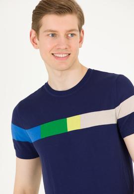 Erkek Lacivert Bisiklet Yaka Triko Kazak - 50262475008