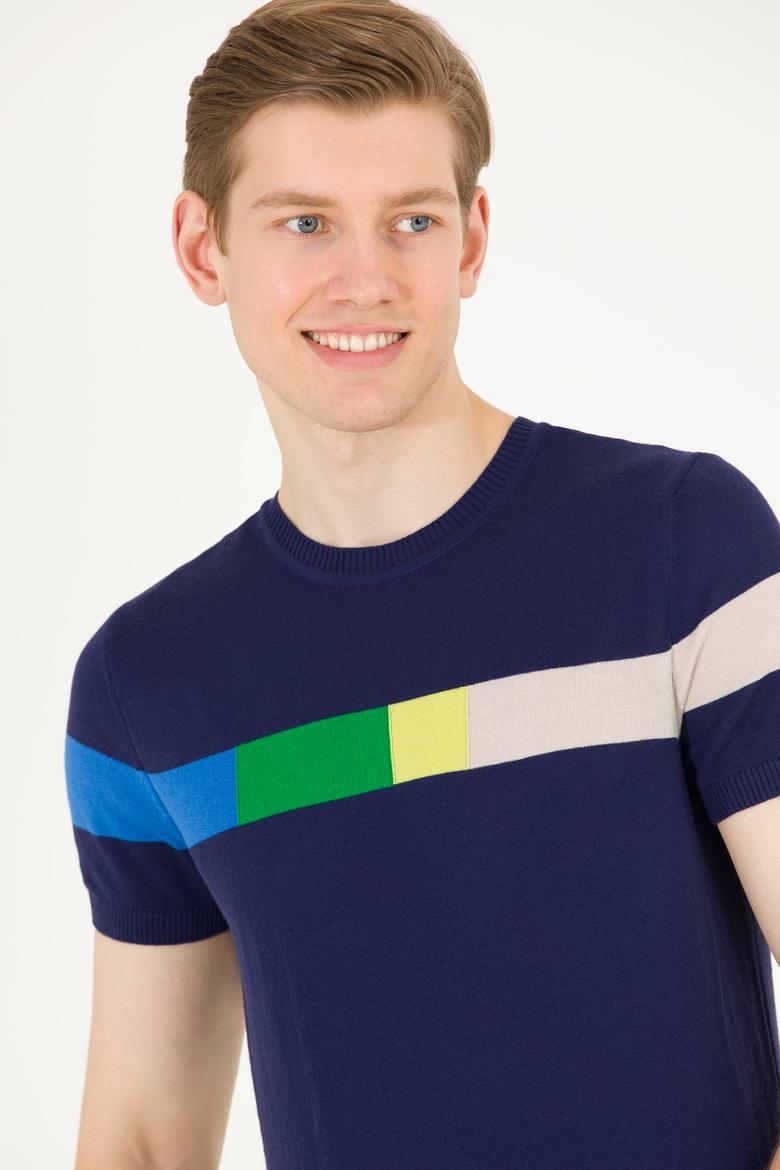 Erkek Lacivert Bisiklet Yaka Triko Kazak - 50262475008