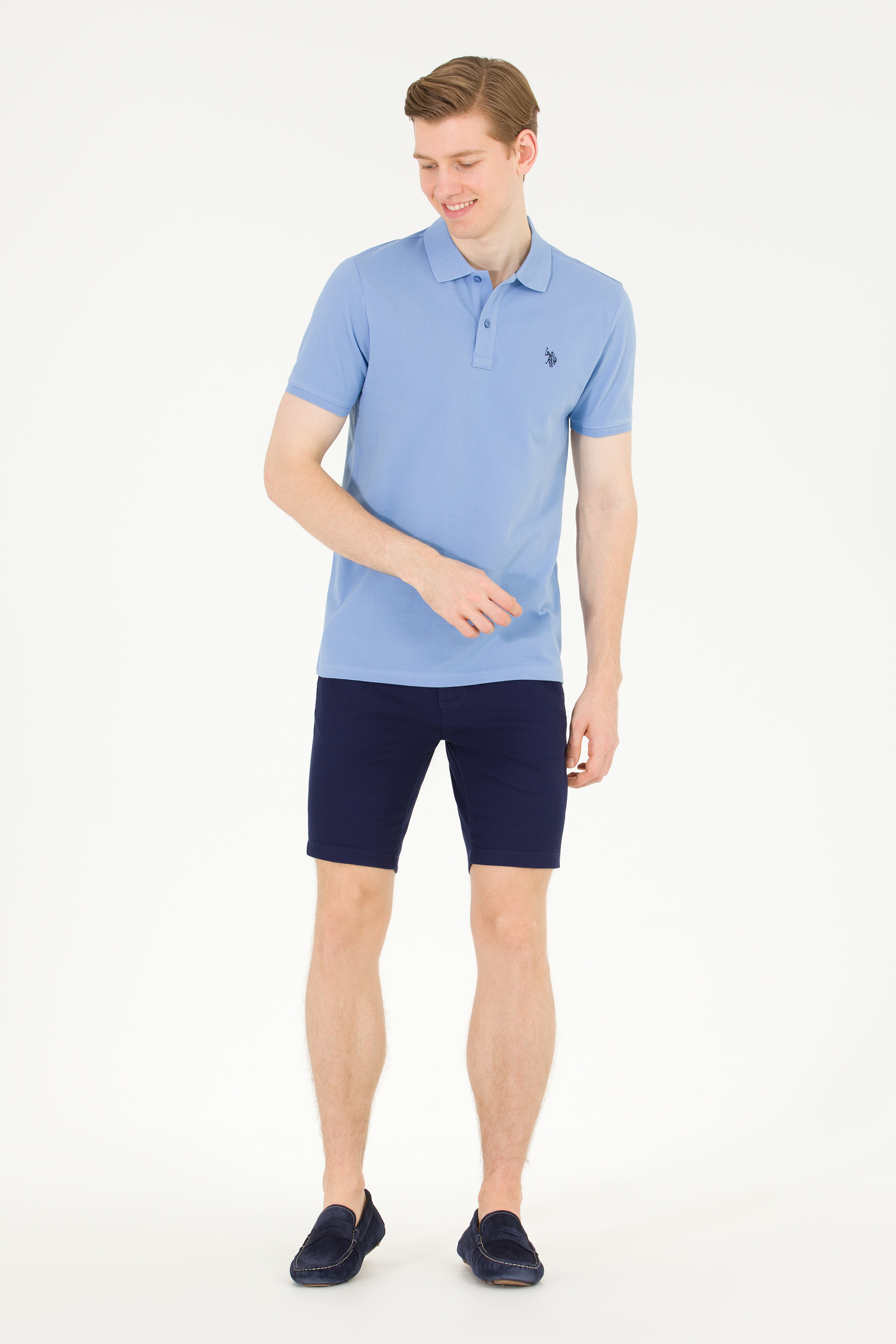 Erkek Koyu Mavi Basic Polo Yaka Tişört - Image 4