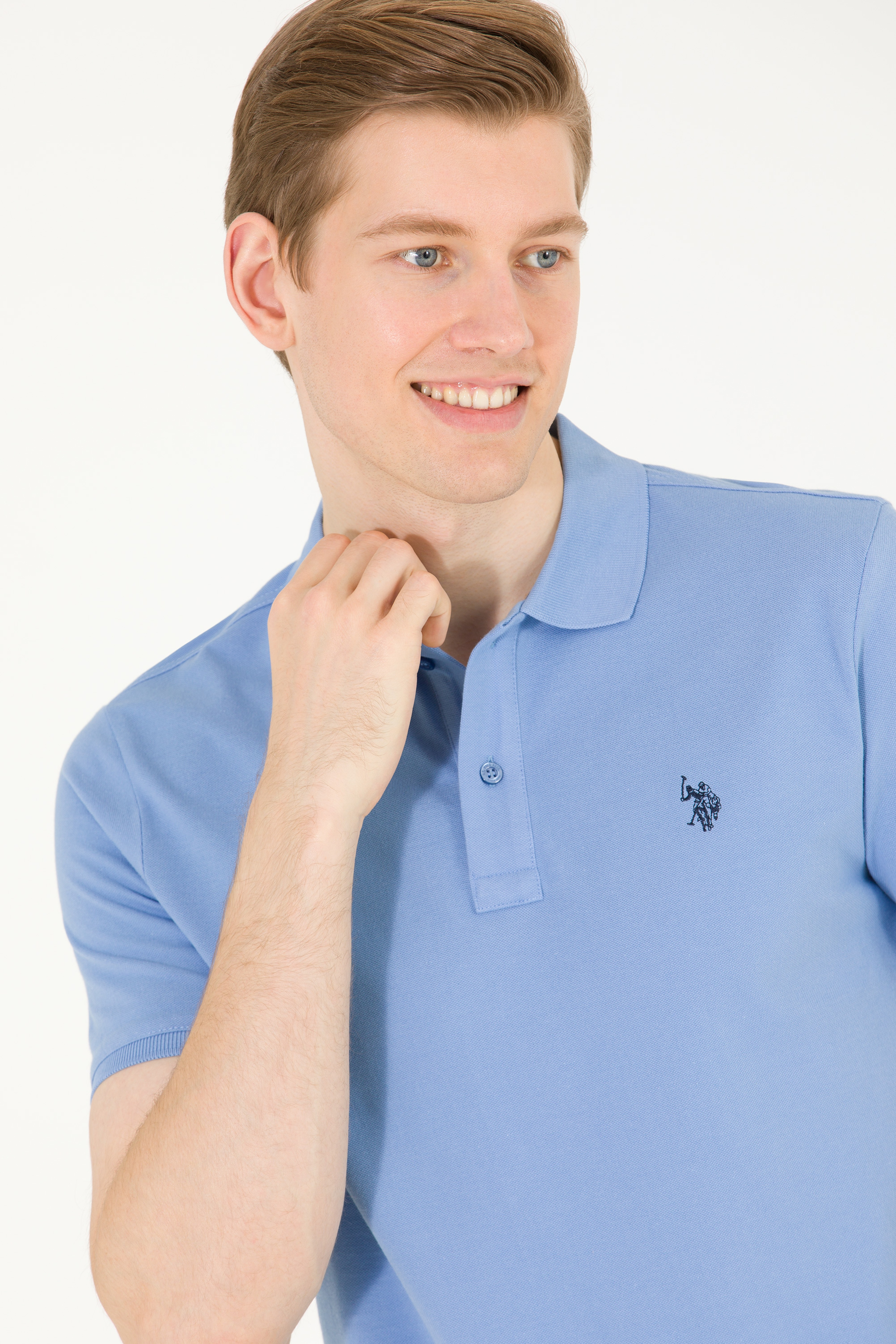 Erkek Koyu Mavi Basic Polo Yaka Tişört - Image 2