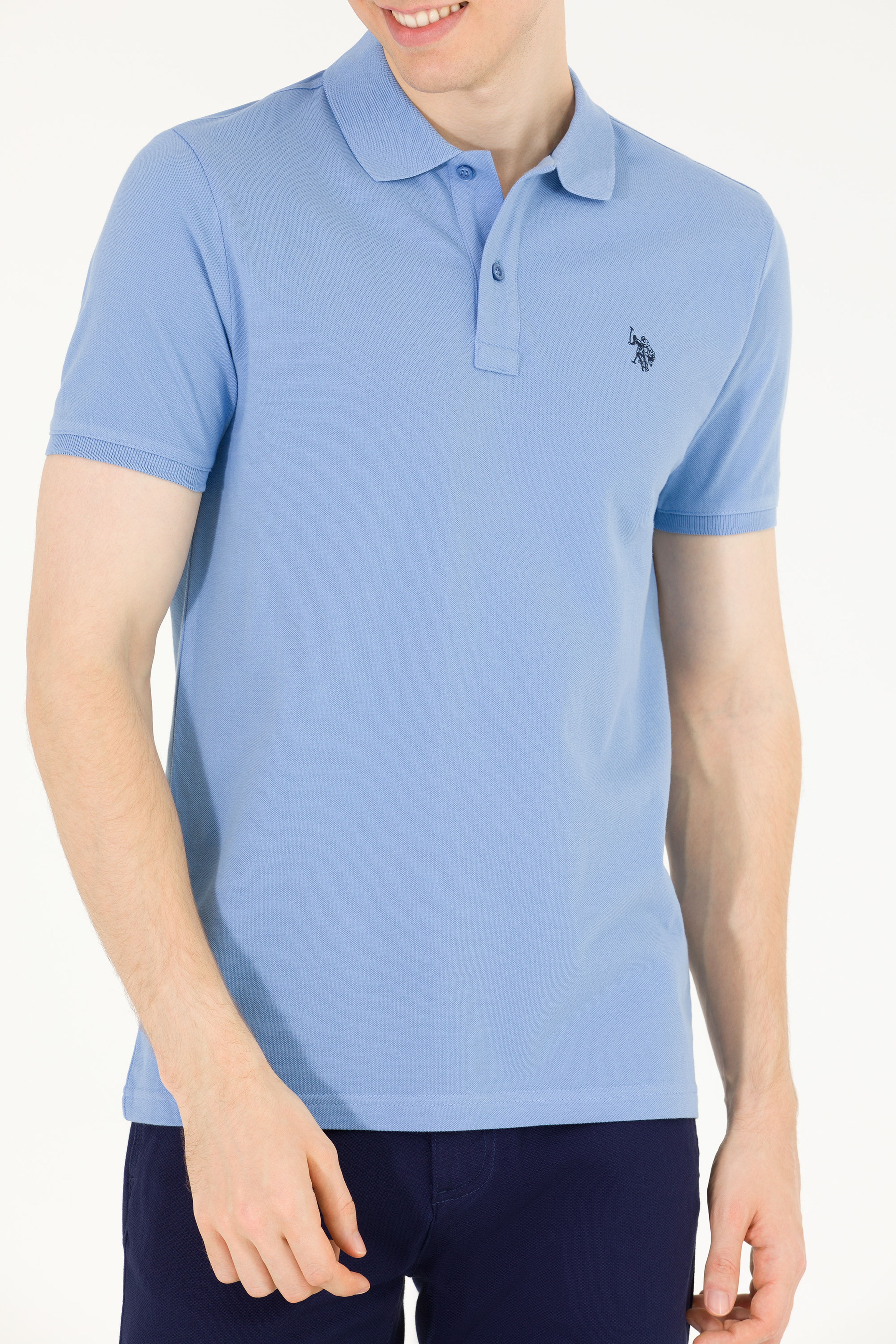 Erkek Koyu Mavi Basic Polo Yaka Tişört - Image 6