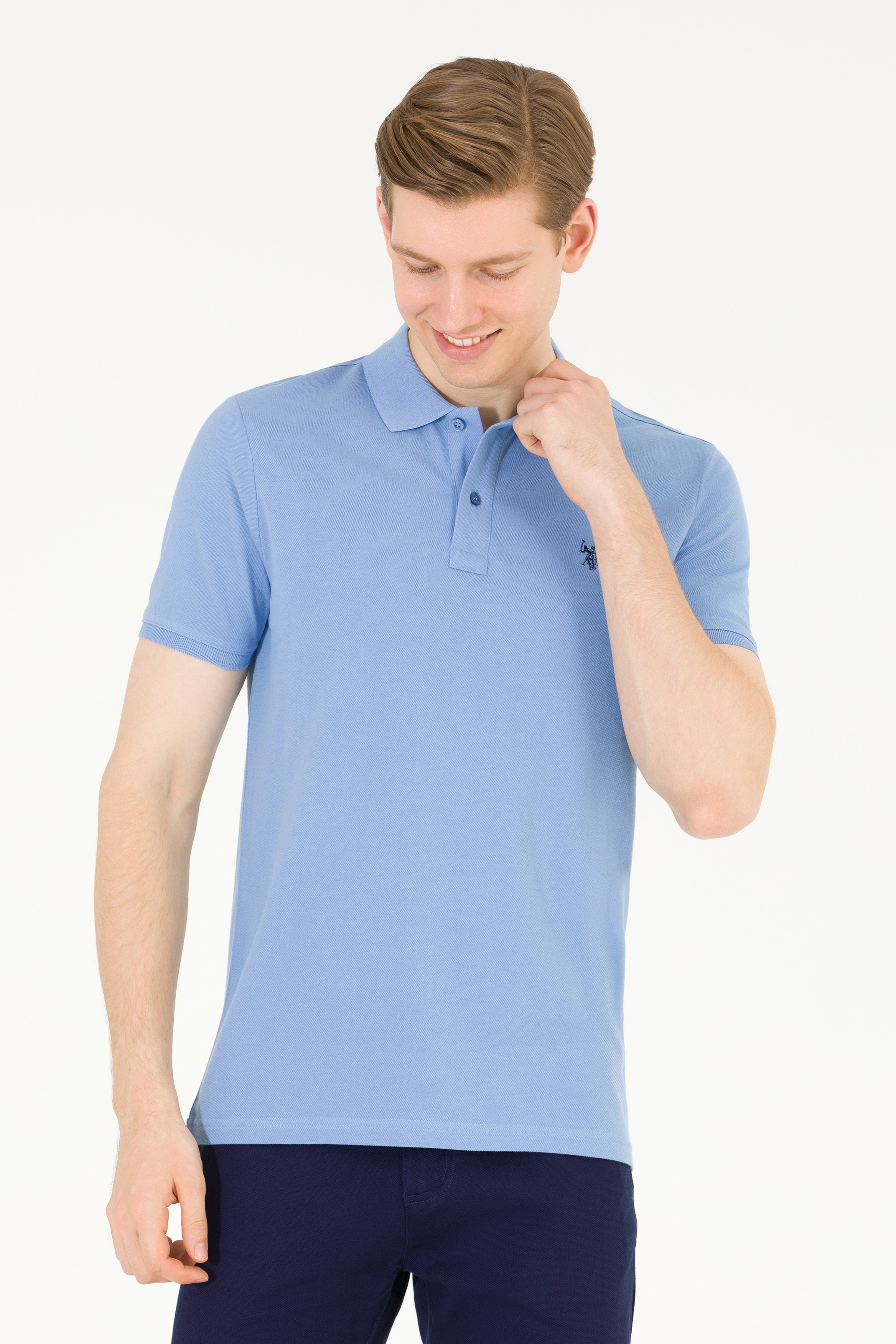 Erkek Koyu Mavi Basic Polo Yaka Tişört - Image 1
