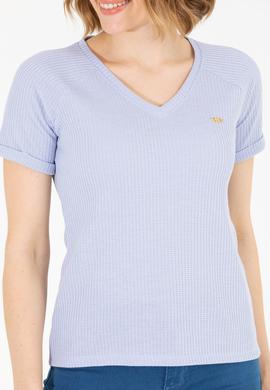 Kadın Mavi V Yaka Tişört - 50262532004