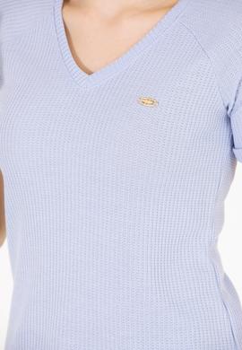 Kadın Mavi V Yaka Tişört - 50262532004