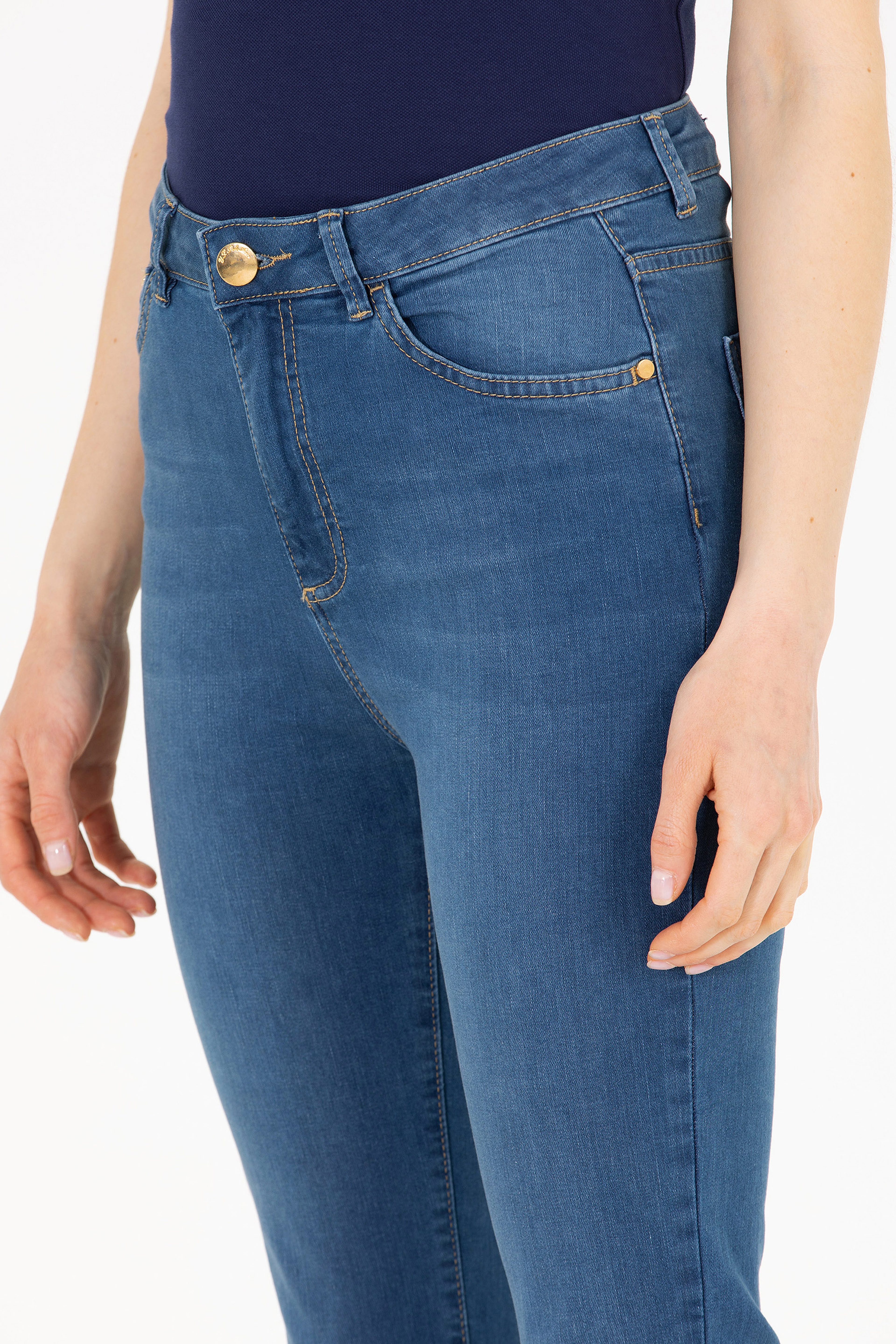 Kadın Mavi Skinny High Waist Fit Jean Pantolon - Image 6