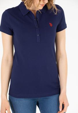 Kadın Lacivert Basic Polo Yaka Tişört - 50262675013