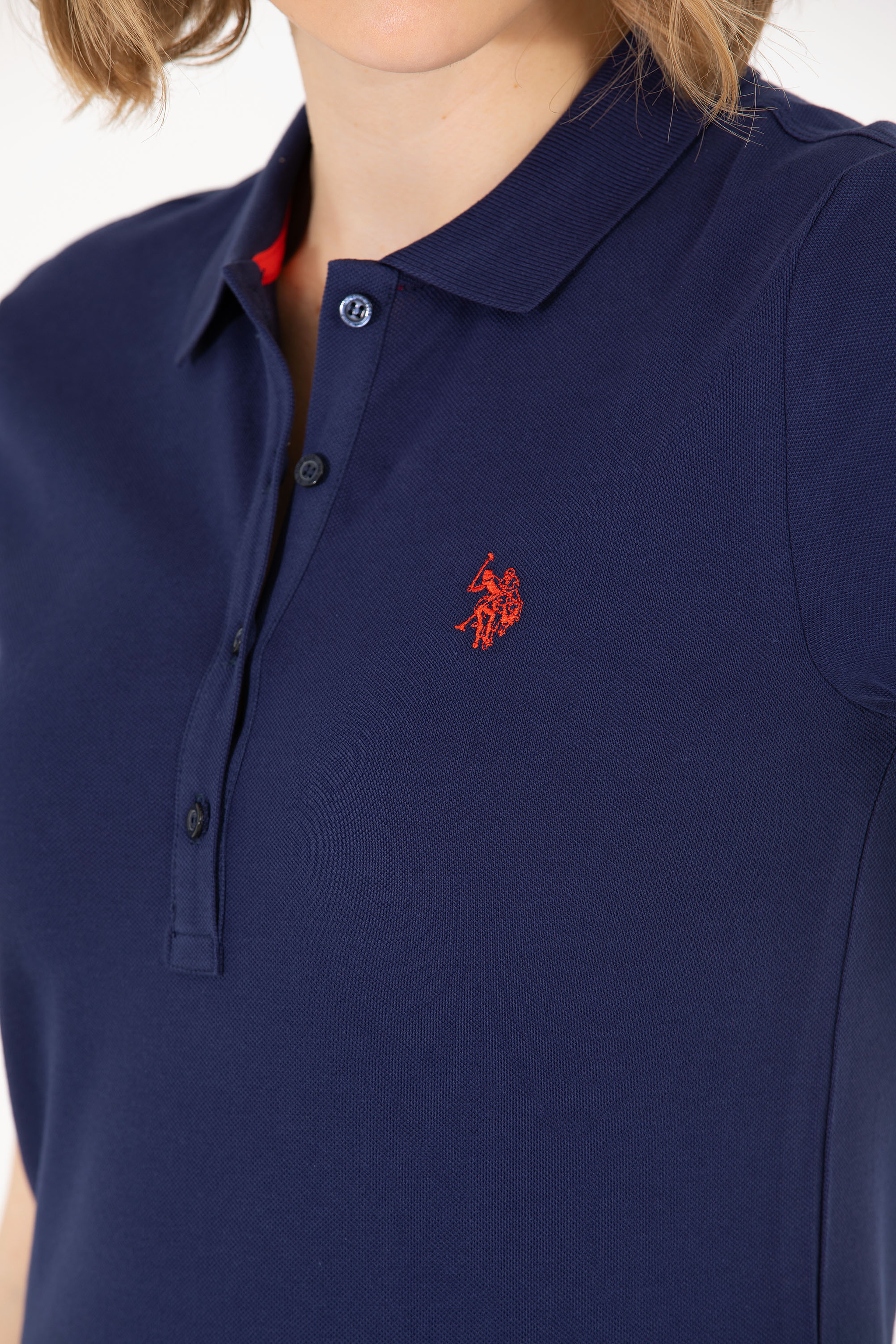 Kadın Lacivert Basic Polo Yaka Tişört