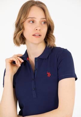 Kadın Lacivert Basic Polo Yaka Tişört - 50262675013
