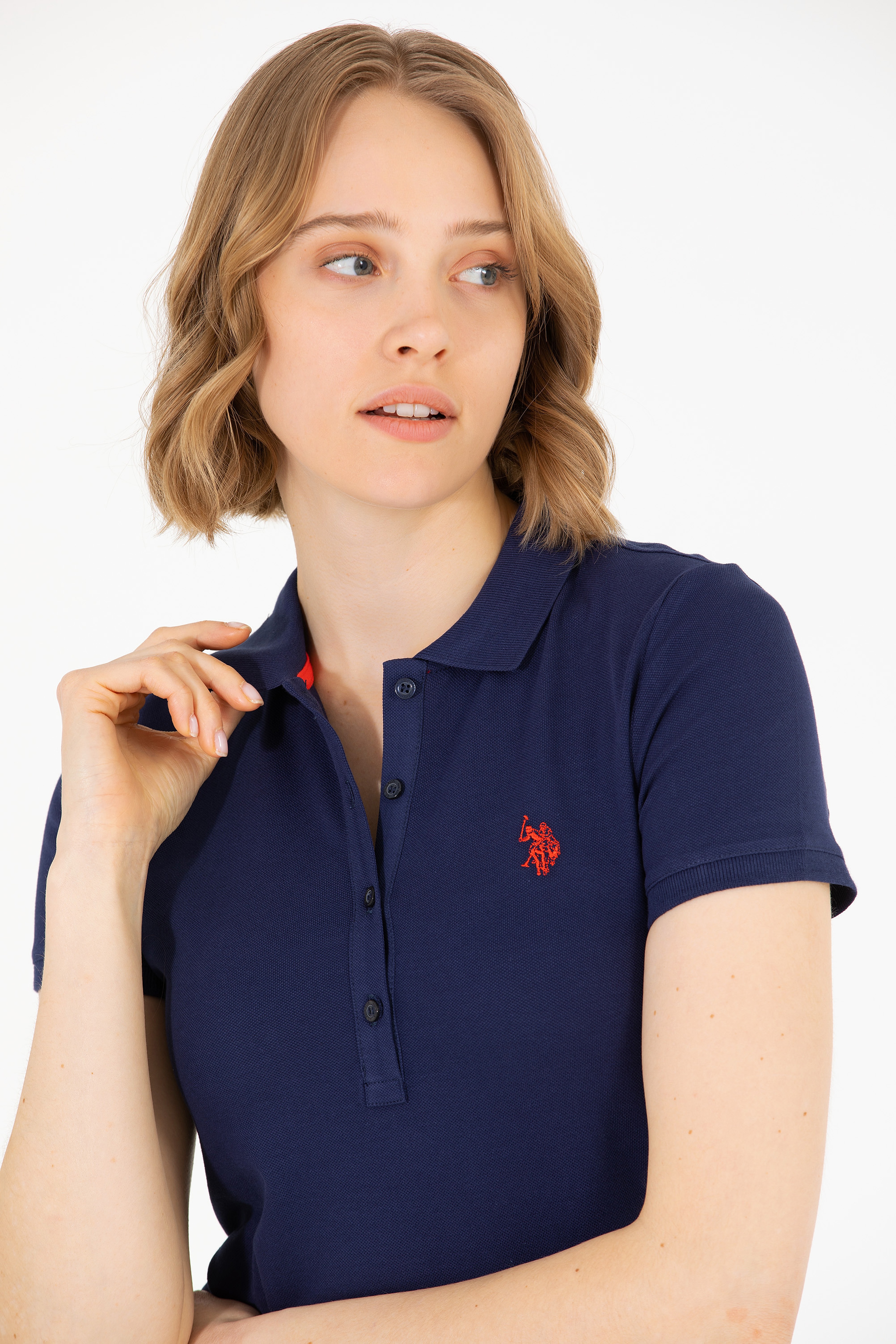 Kadın Lacivert Basic Polo Yaka Tişört
