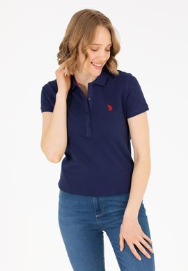 Kadın Lacivert Basic Polo Yaka Tişört - 50262675013