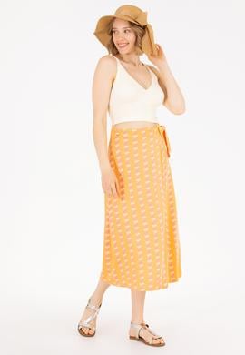 Kadın Kiremit Midi Boy Dokuma Etek - 50263210006