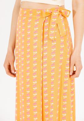 Kadın Kiremit Midi Boy Dokuma Etek - 50263210006