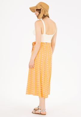 Kadın Kiremit Midi Boy Dokuma Etek - 50263210006