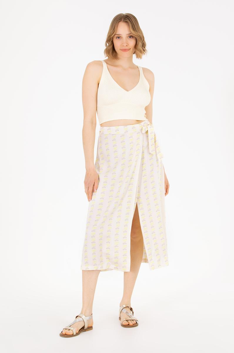 Kadın Ekru Dokuma Etek