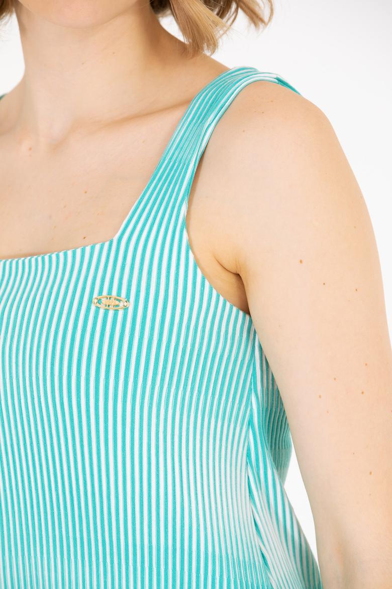 Kadın Mint Bisiklet Yaka Örme Elbise - 50263763046