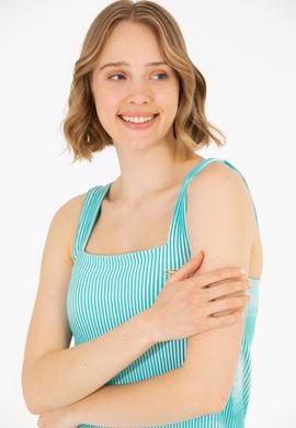 Kadın Mint Bisiklet Yaka Örme Elbise - 50263763046