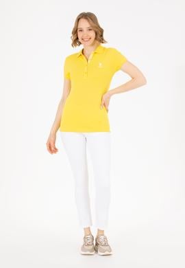 Kadın Sarı Basic Polo Yaka Tişört - 50262698120
