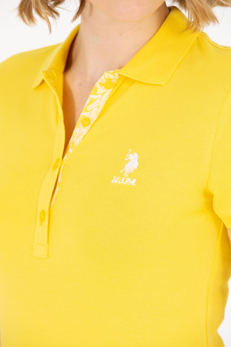 Kadın Sarı Basic Polo Yaka Tişört - 50262698120