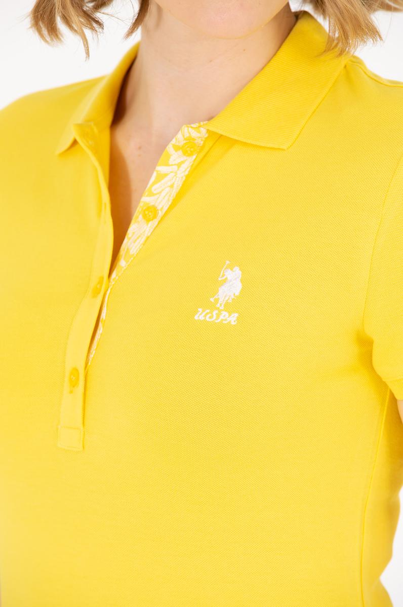 Kadın Sarı Basic Polo Yaka Tişört