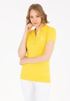 Kadın Sarı Basic Polo Yaka Tişört - 50262698120