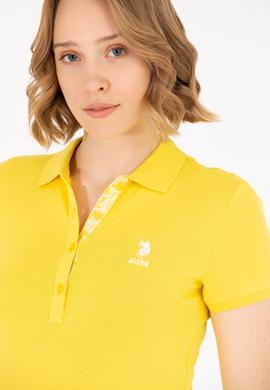 Kadın Sarı Basic Polo Yaka Tişört - 50262698120