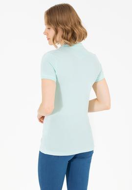 Kadın Su Yeşili Basic Polo Yaka Tişört - 50262698221