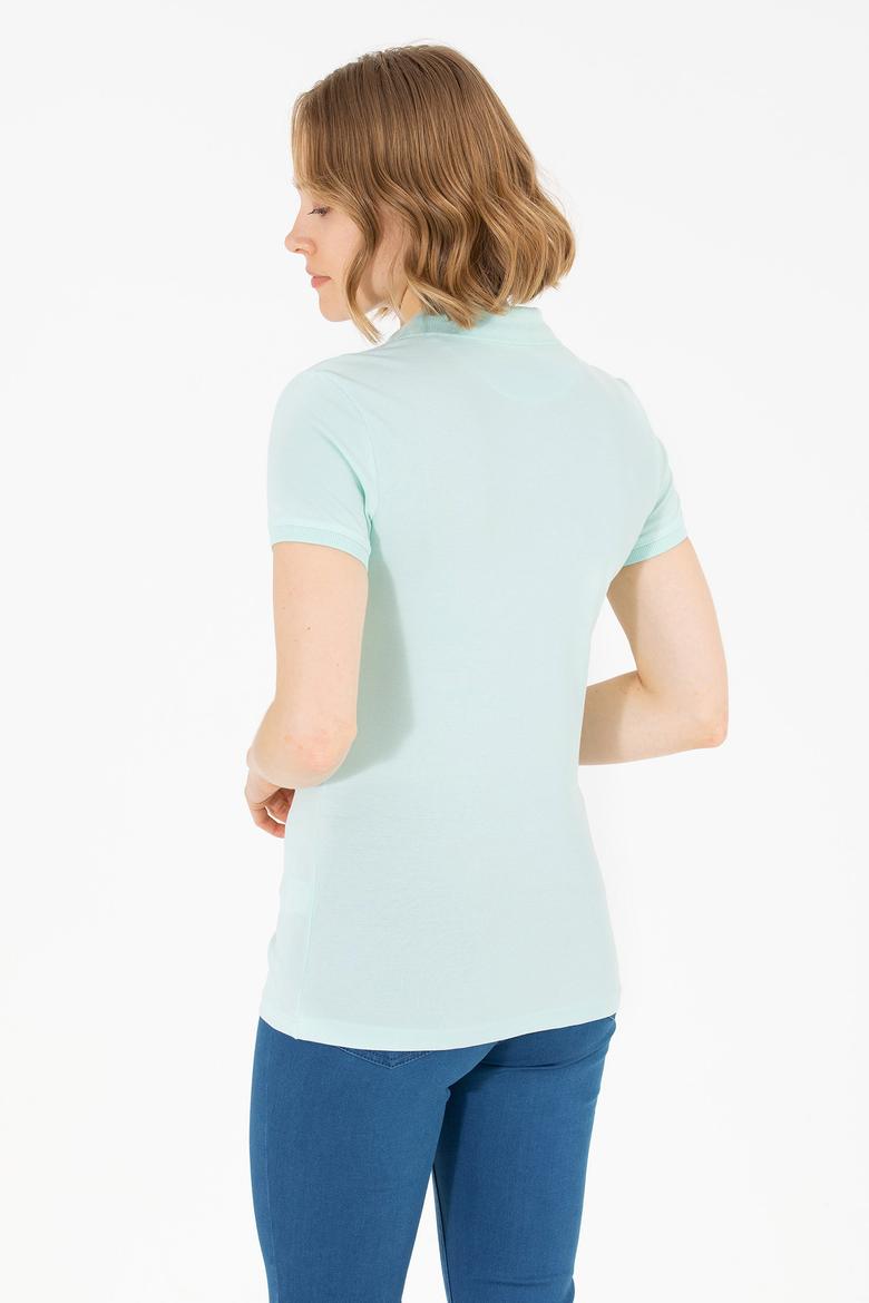 Kadın Su Yeşili Basic Polo Yaka Tişört - 50262698221