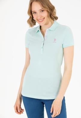 Kadın Su Yeşili Basic Polo Yaka Tişört - 50262698221