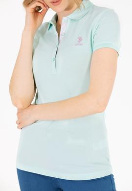 Kadın Su Yeşili Basic Polo Yaka Tişört - 50262698221