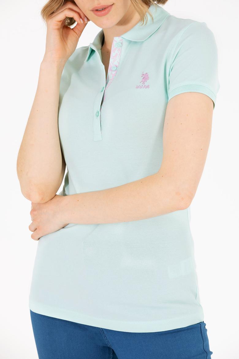 Kadın Su Yeşili Basic Polo Yaka Tişört - 50262698221
