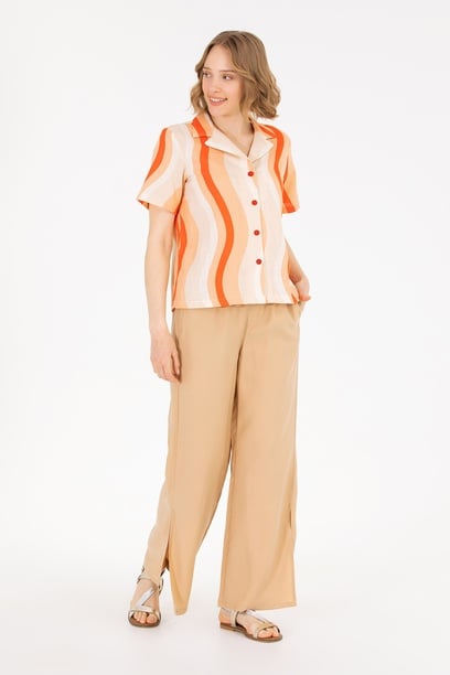 Kadın Camel Loose Relax Fit Pantolon